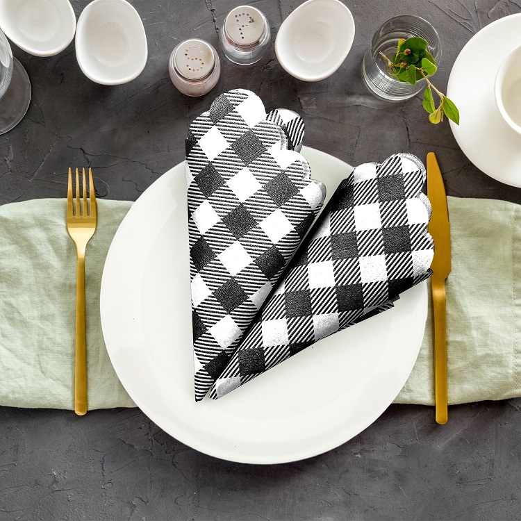 Geometric Line Embossed Paper Napkins