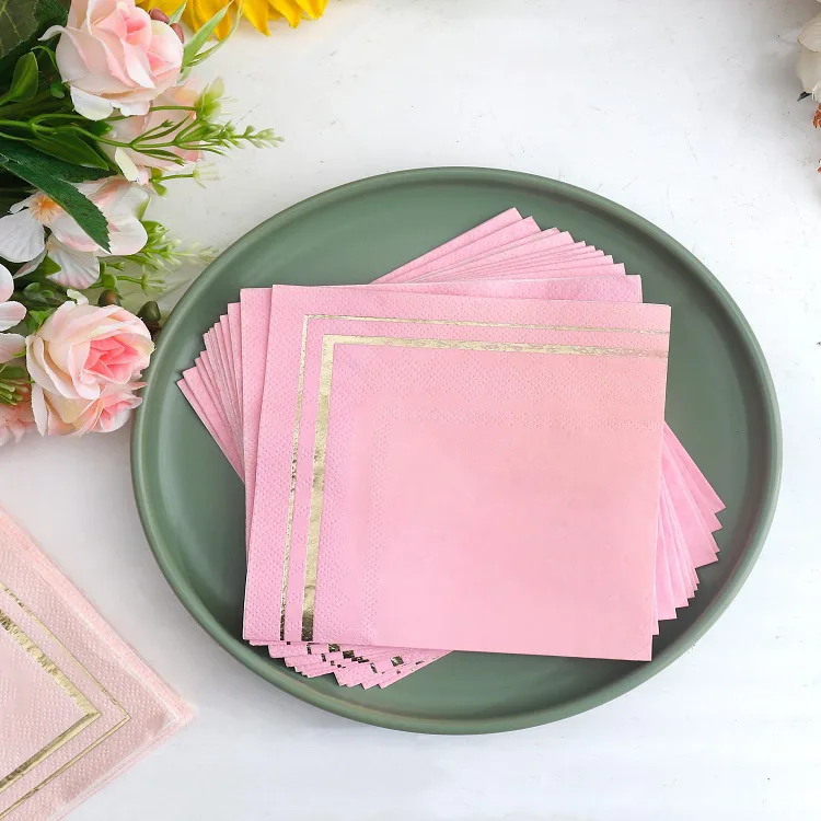 Golden Border Banquet Paper Napkins