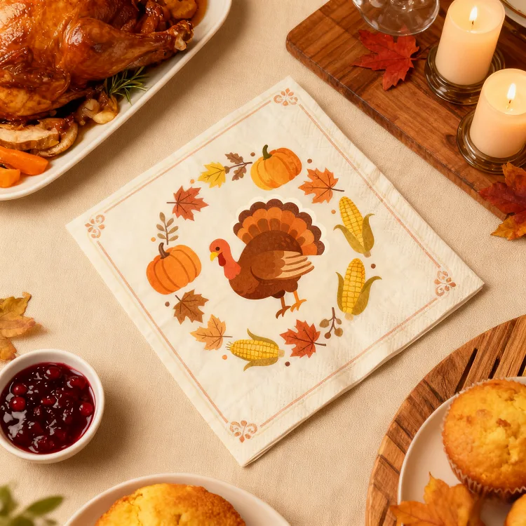Thanksgiving-Themed Party Paper Napkins